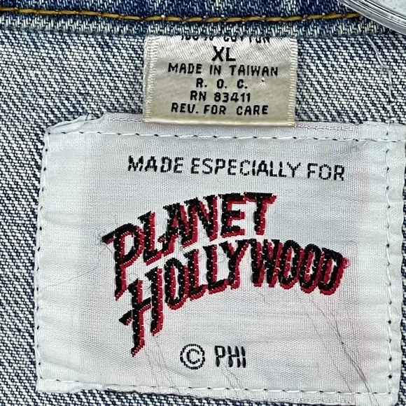 VINTAGE Planet Hollywood Las Vegas Unisex Embroidered Jean Jacket Size XL - Picture 7 of 14